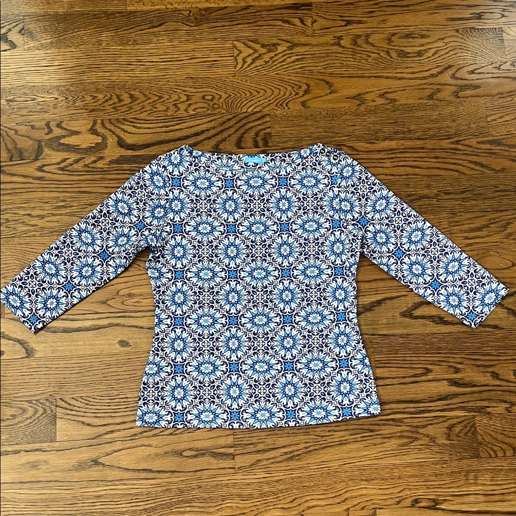 Women’s J. Mclaughlin Wavesong Tee 3/4 Sleeve Top Size S